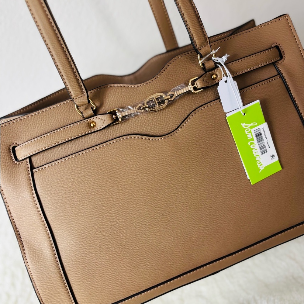 Sam Edelman Loraine Large Tan Leather Box Tote